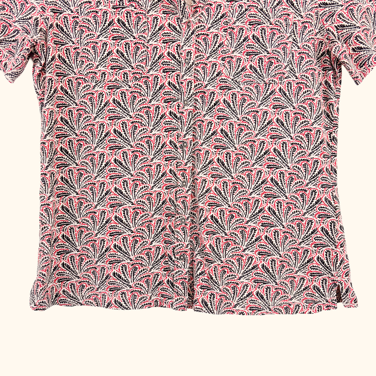 White Stuff Leaf Print Short Sleeve Shirt - Size 12