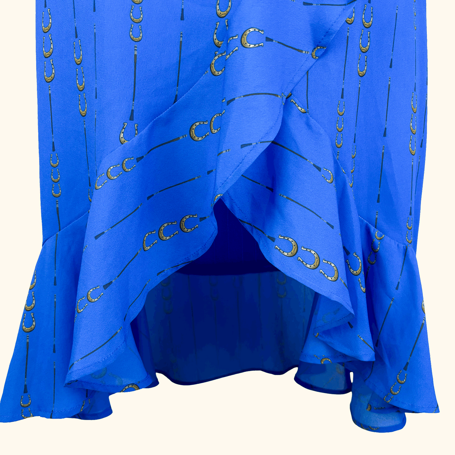 Sosandar Blue Horse Shoe Ruffle Midi Skirt - Size 10