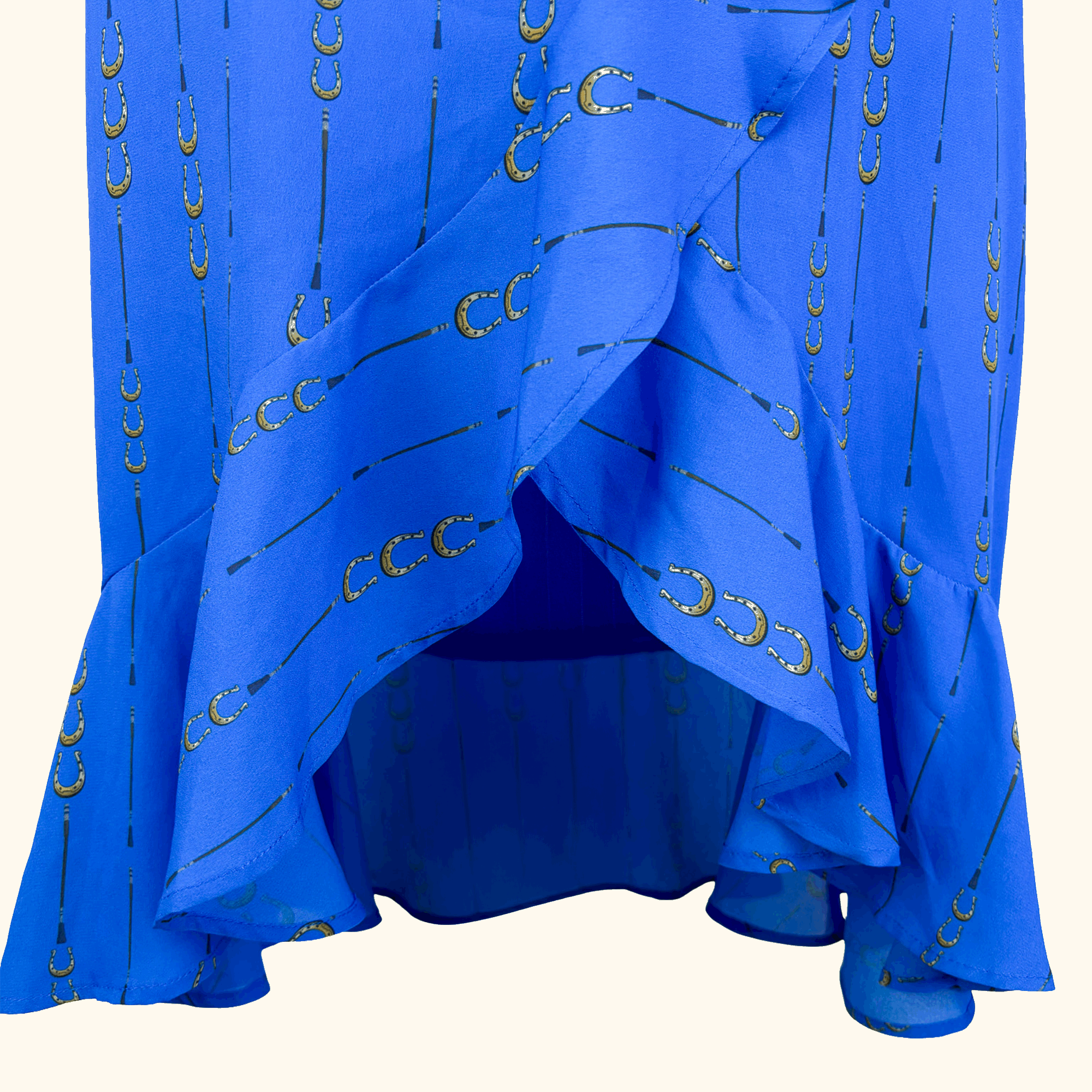 Sosandar Blue Horse Shoe Ruffle Midi Skirt - Size 10