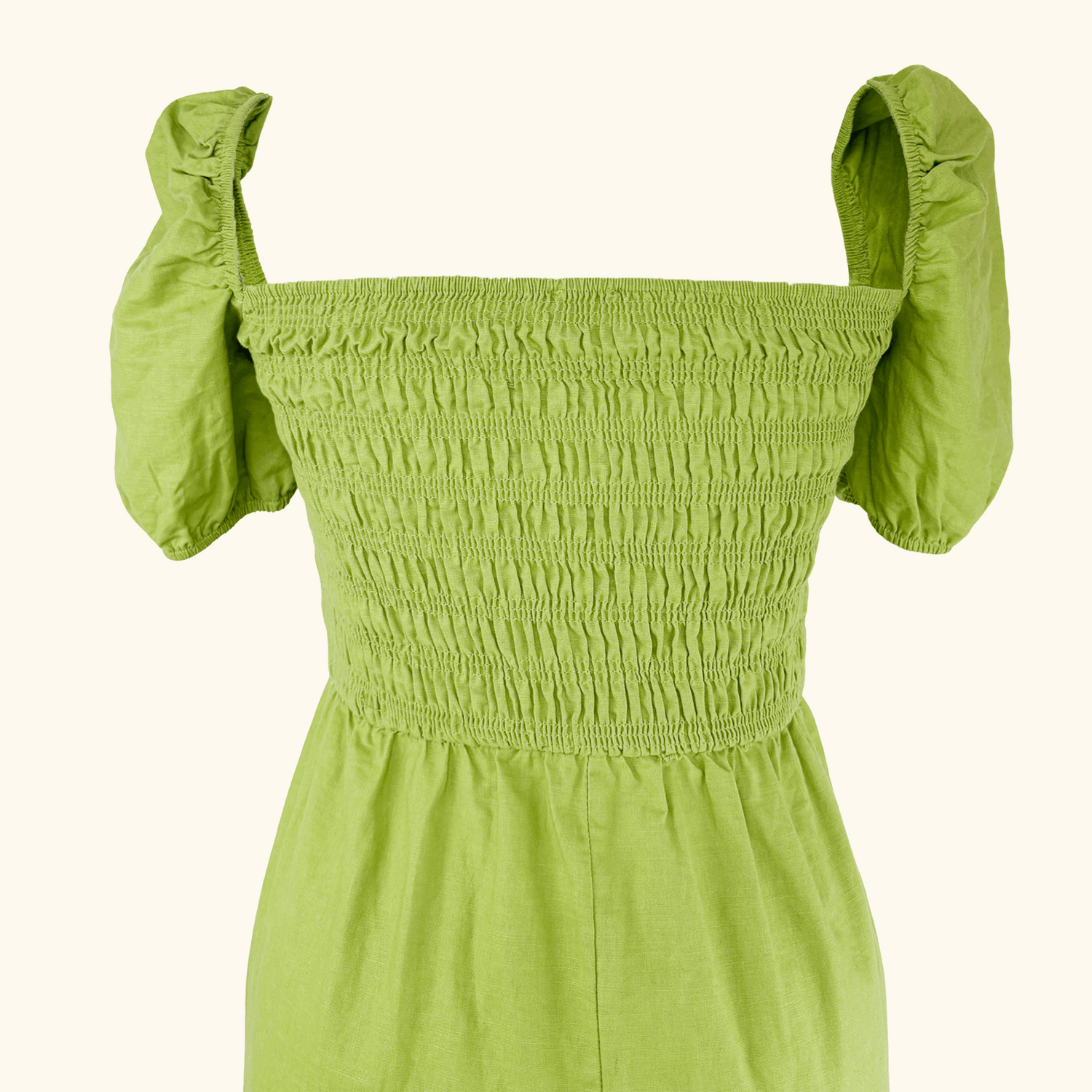 Never Fully Dressed Green Linen Blend Midi Dress - Size 8