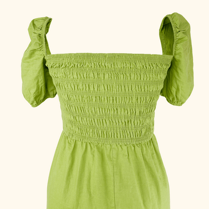 Never Fully Dressed Green Linen Blend Midi Dress - Size 8