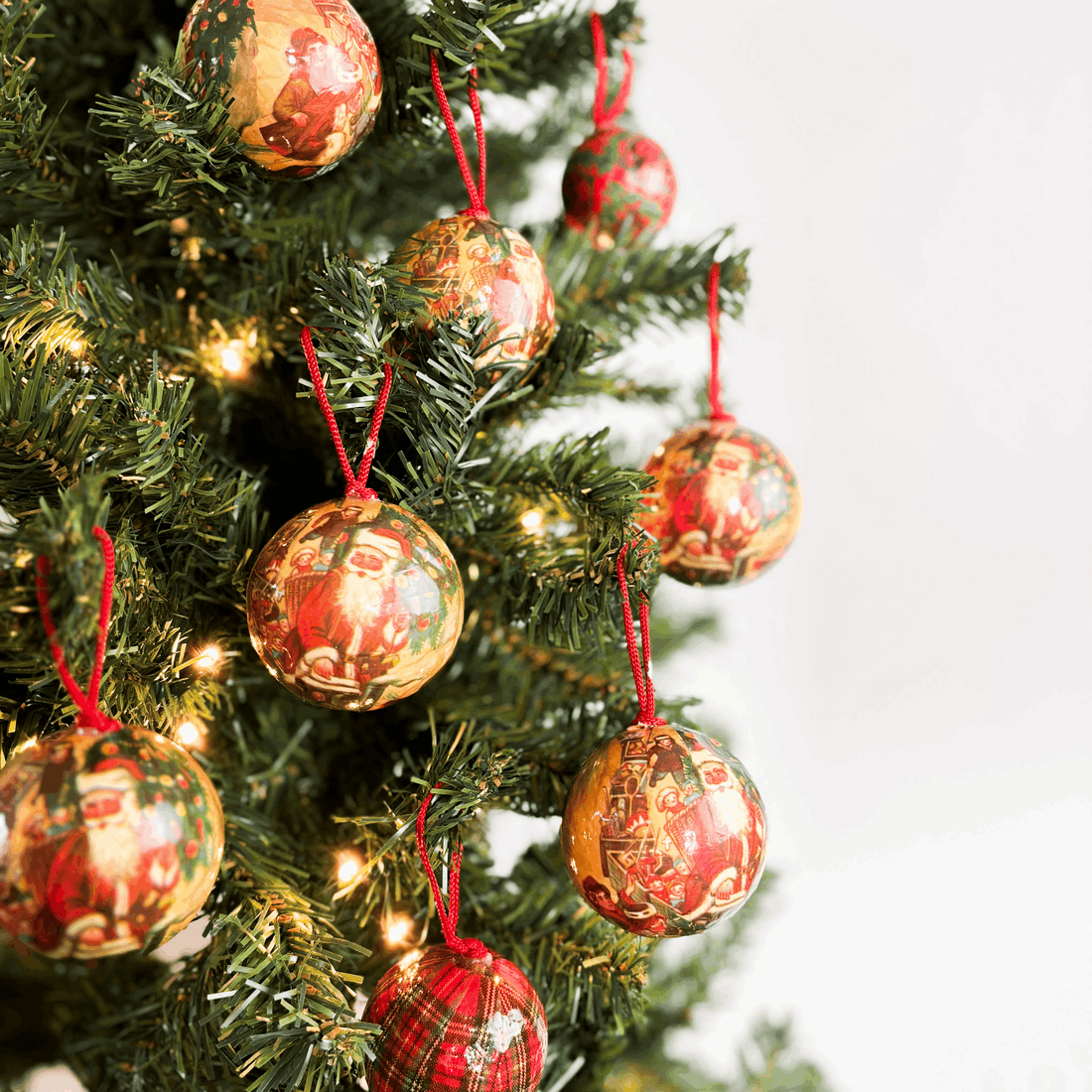 Vintage Paper Mache Victorian Style Christmas Baubles Set of 8 Sunshine Thrift