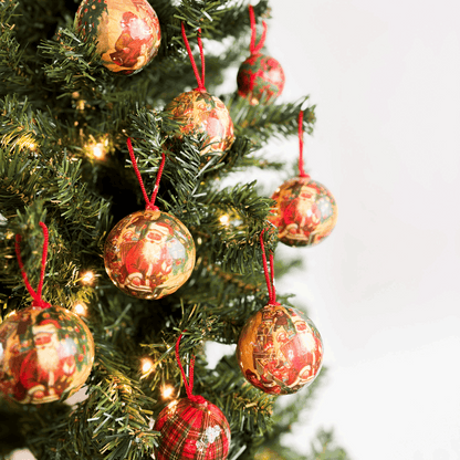 Vintage Paper Mache Victorian Style Christmas Baubles Set of 8 Sunshine Thrift