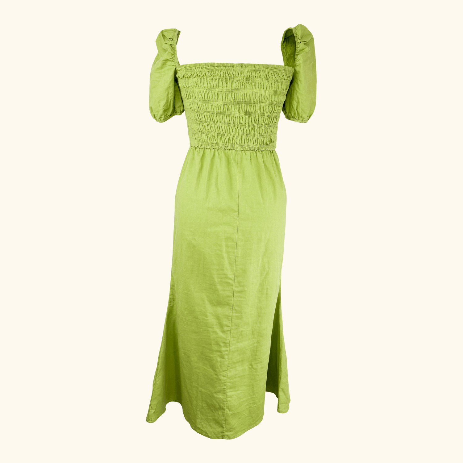 Never Fully Dressed Green Linen Blend Midi Dress - Size 8