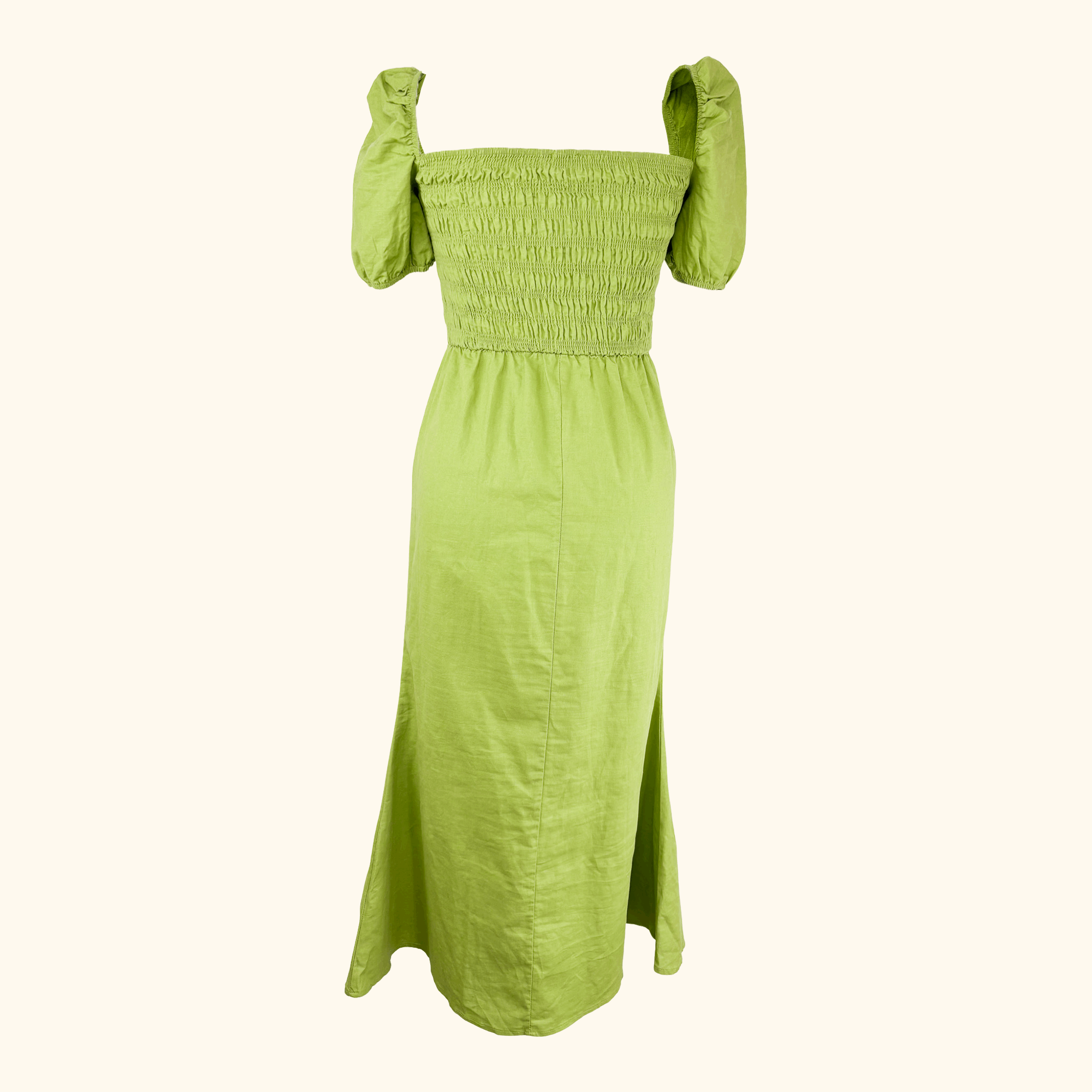 Never Fully Dressed Green Linen Blend Midi Dress - Size 8