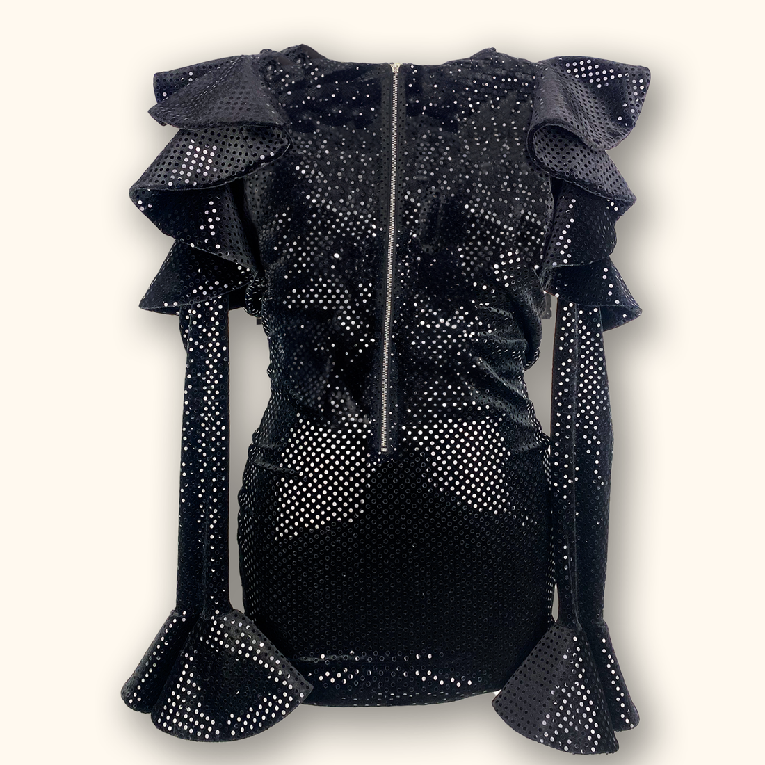 Nadine Merabi Clarissa Black Sparkle Mini Dress - Size XS