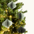 Grey Green Honeycomb Paper Christmas Baubles Set of 4 Sunshine Thrift