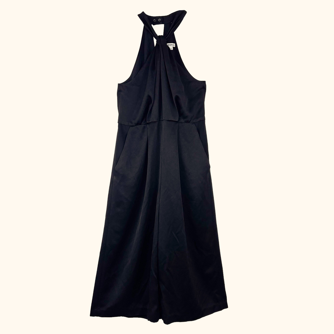 Whistles Black Sophia Satin Halter Neck Jumpsuit - Size 12