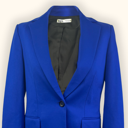 Zara Royal Blue Fitted Blazer - Size Small