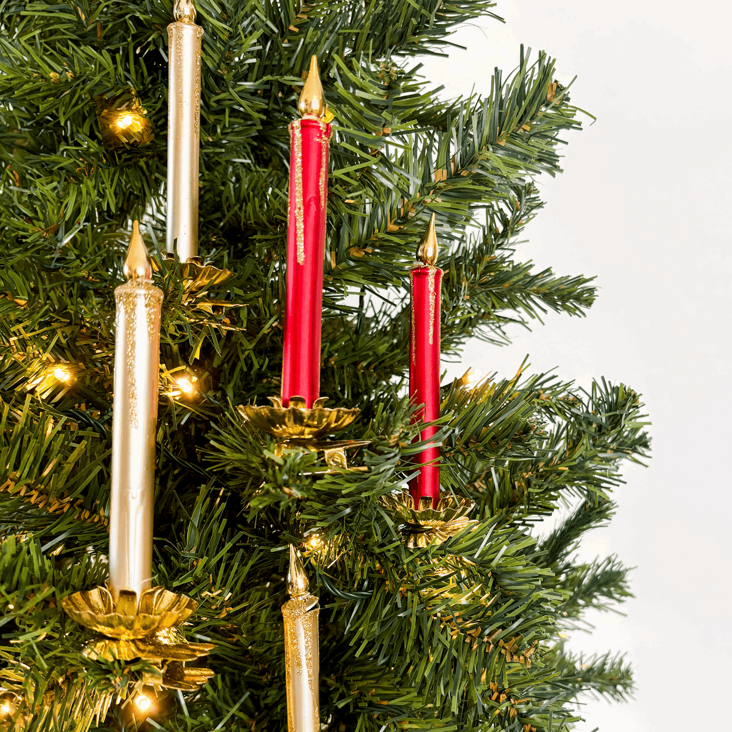 Red and Gold Clip on Candle Tree Decorations Set of 5 Sunshine Thrift