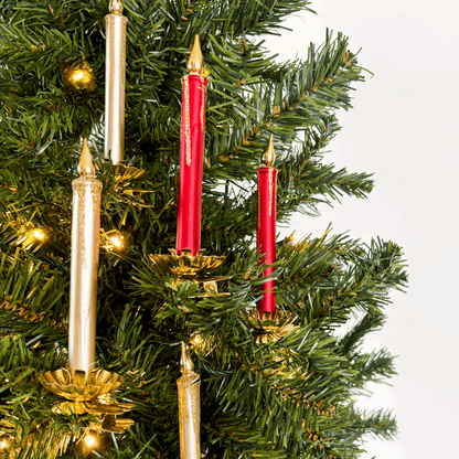 Red and Gold Clip on Candle Tree Decorations Set of 5 Sunshine Thrift