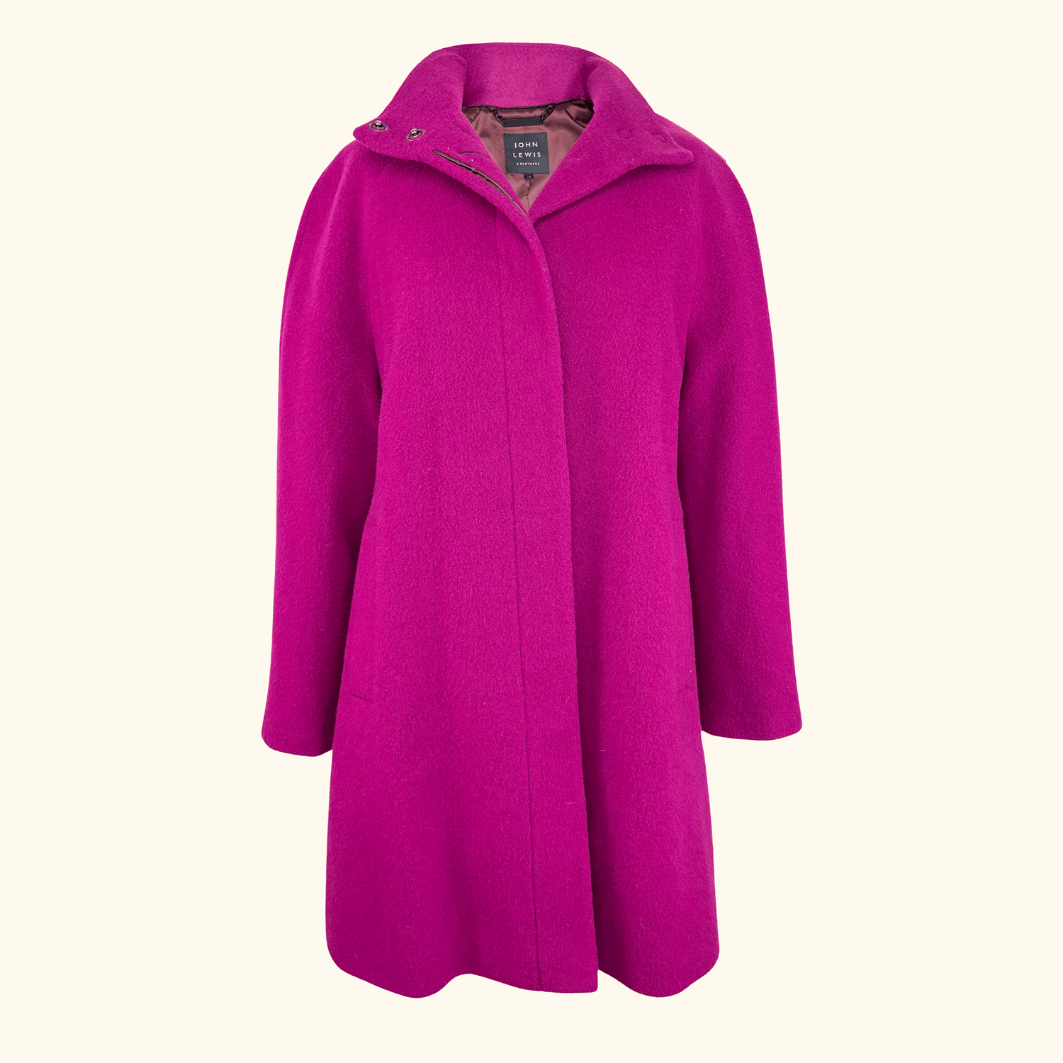 John Lewis Pink Wool Blend Swing Coat - Size 10 John Lewis