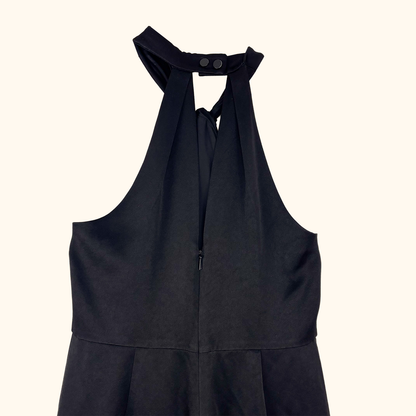 Whistles Black Sophia Satin Halter Neck Jumpsuit - Size 12 Whistles