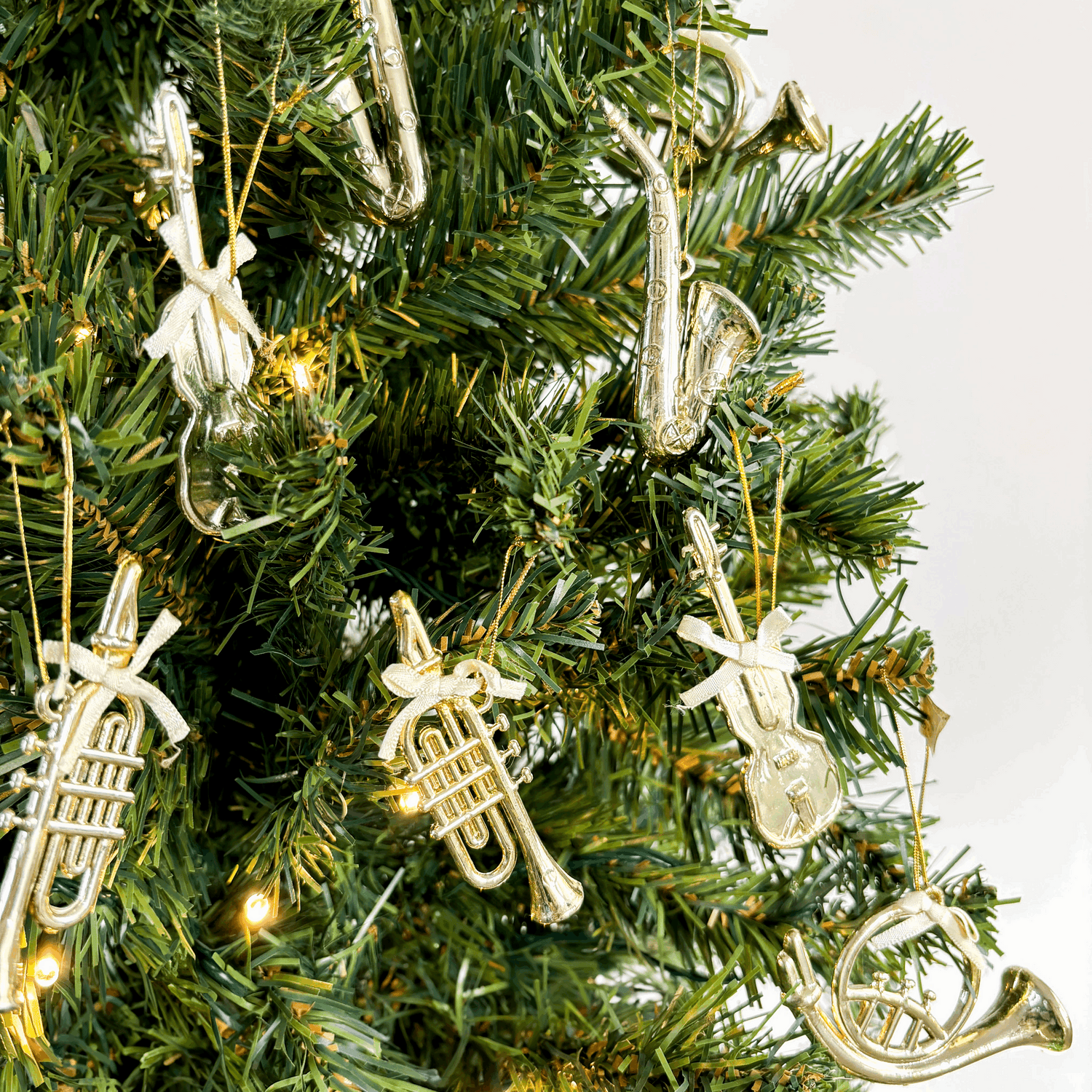 Vintage 90s Music Instrument Christmas Baubles Set of 8 Sunshine Thrift