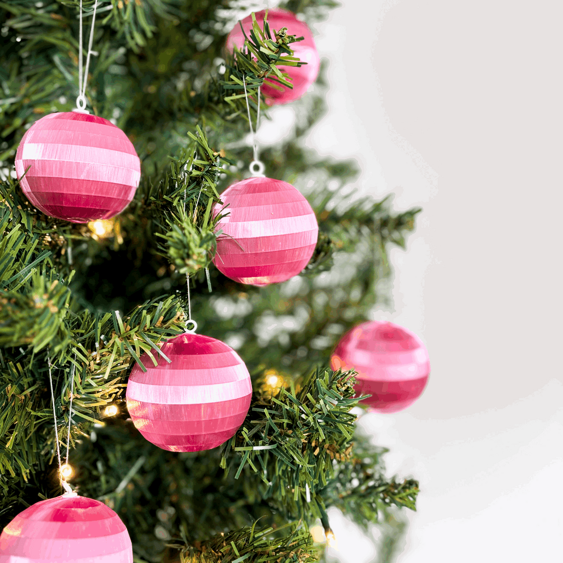 Vintage Woolworths Pink Silk Spun Baubles Set of 6 Woolworths