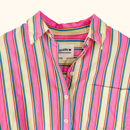 Djerf Avenue X Frankies Bikinis Striped Shirt - Size Large Djerf Avenue