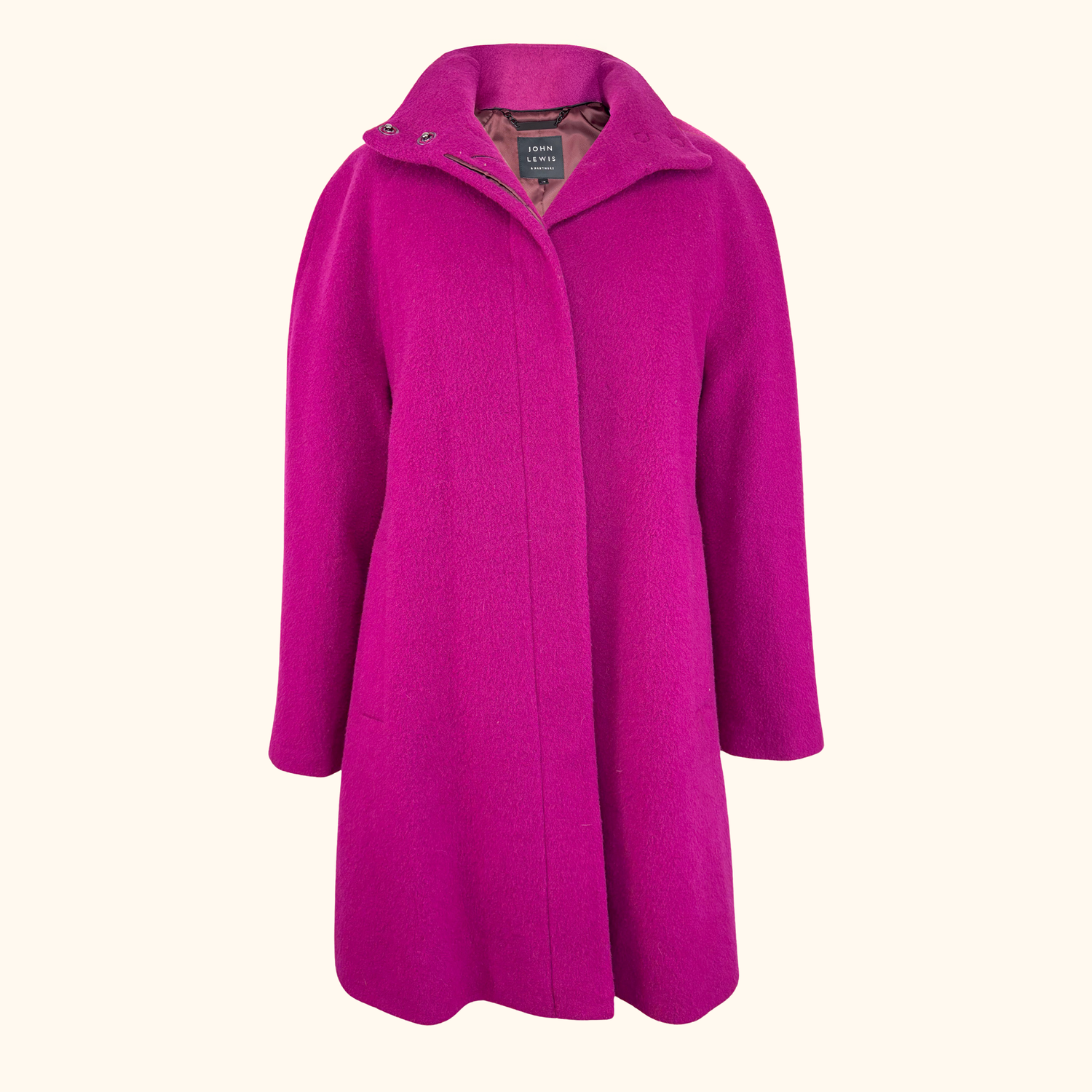 John Lewis Pink Wool Blend Swing Coat - Size 10 John Lewis
