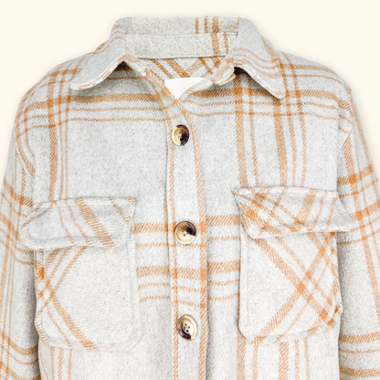 Object Owen Light Grey Plaid Shacket - Size 12
