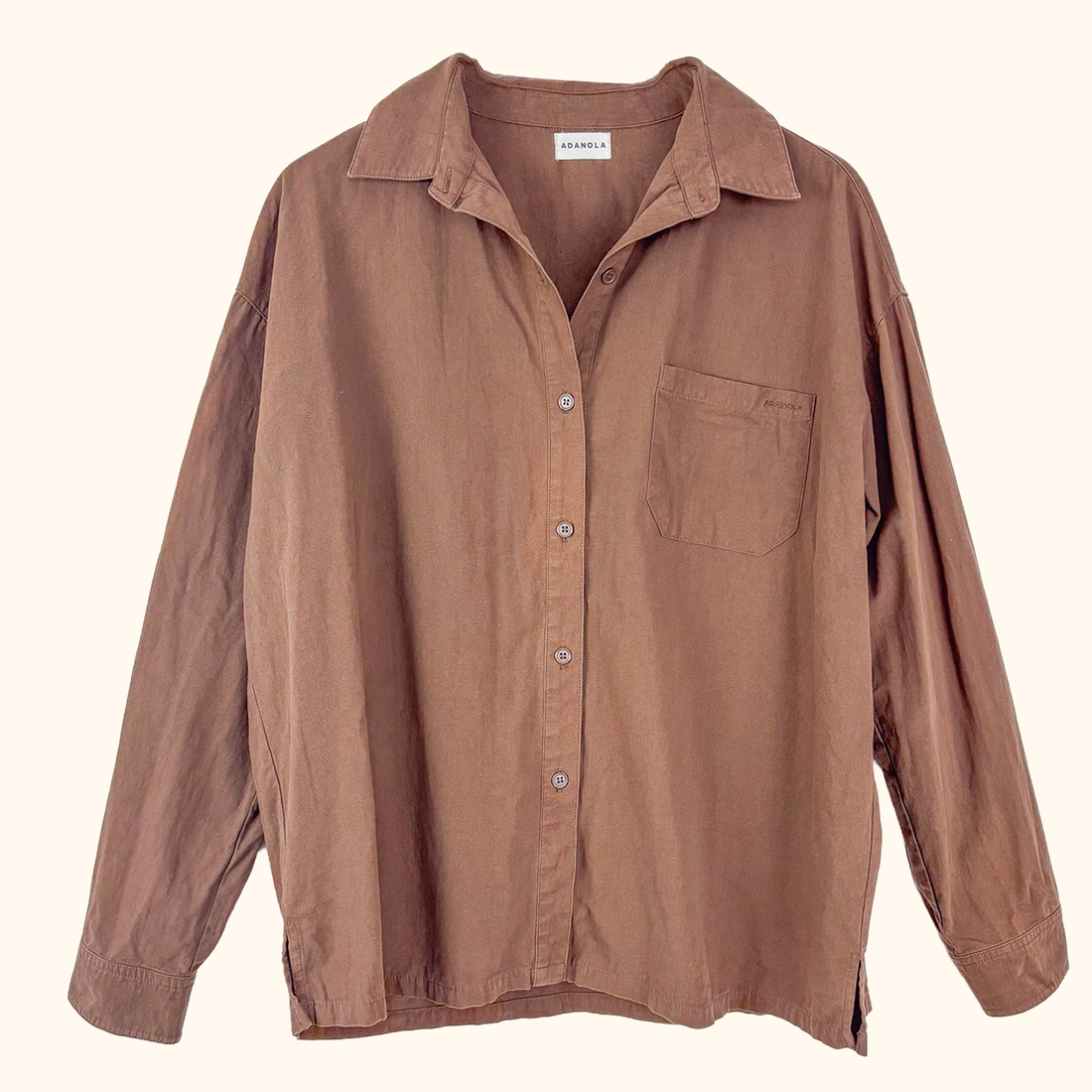 Adanola Organic Cotton Brown Shirt - Size Large Adanola