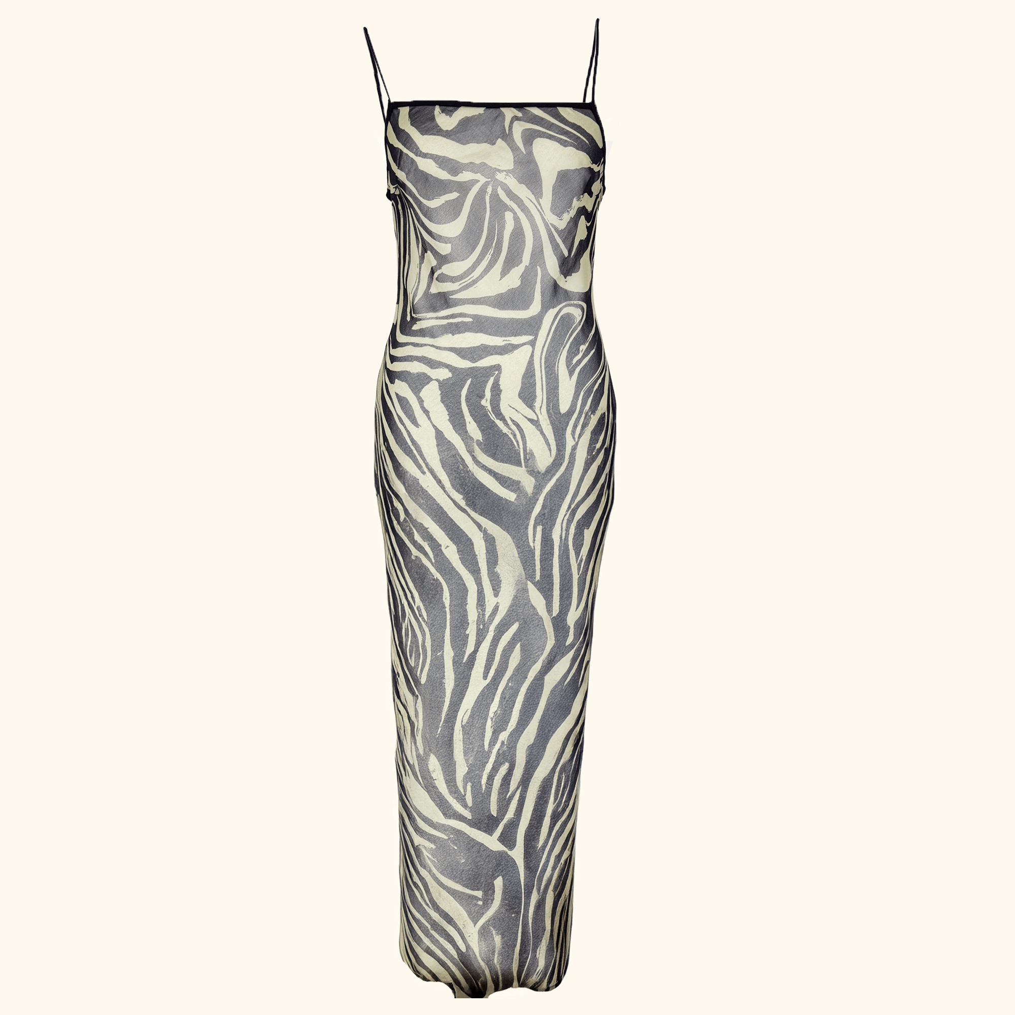 Topshop Khaki Green Zebra Print Mesh Maxi Dress - Size Small