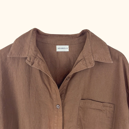 Adanola Organic Cotton Brown Shirt - Size Large Adanola