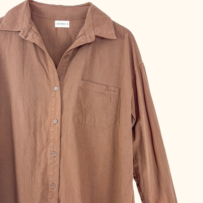 Adanola Organic Cotton Brown Shirt - Size Large Adanola