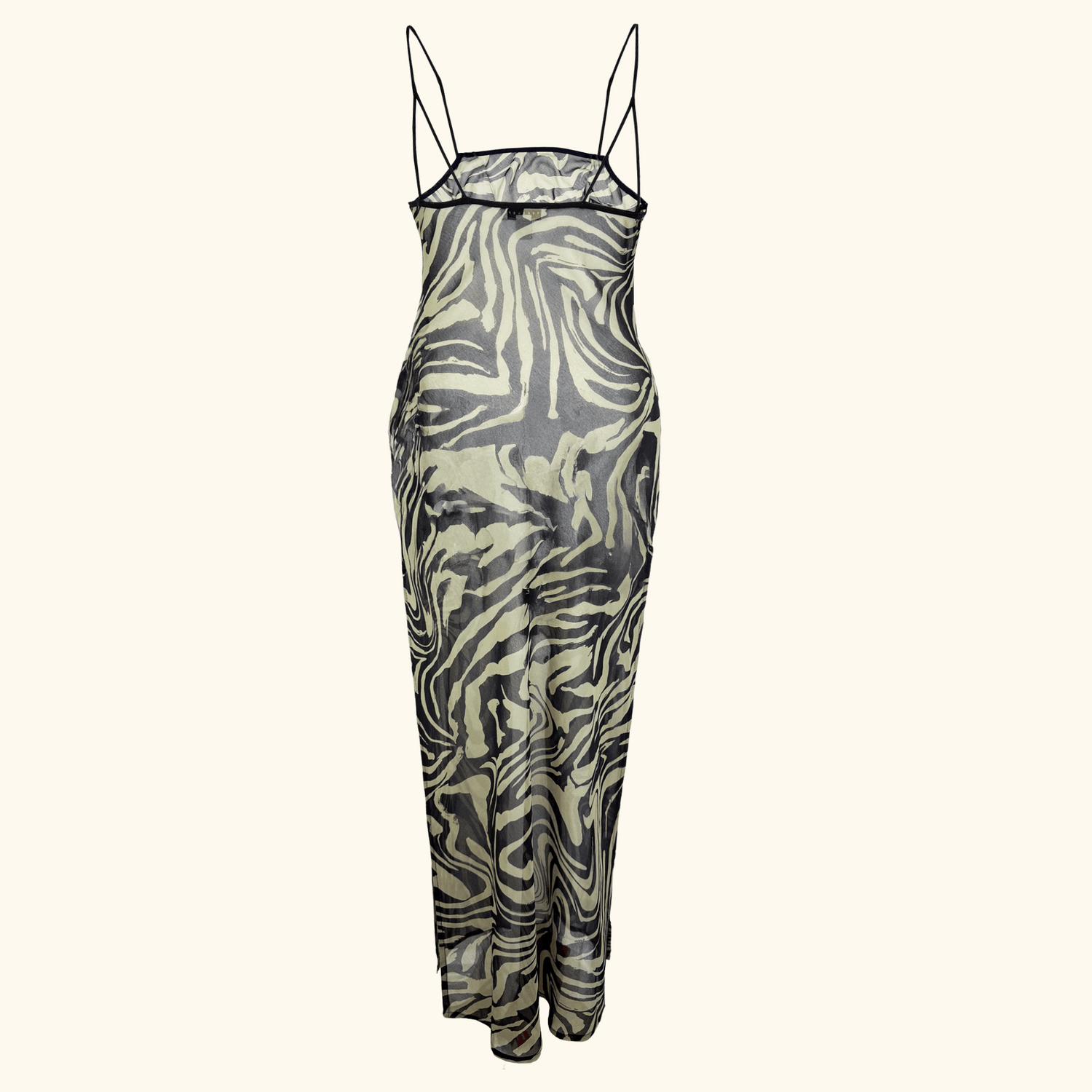 Topshop Khaki Green Zebra Print Mesh Maxi Dress - Size Small