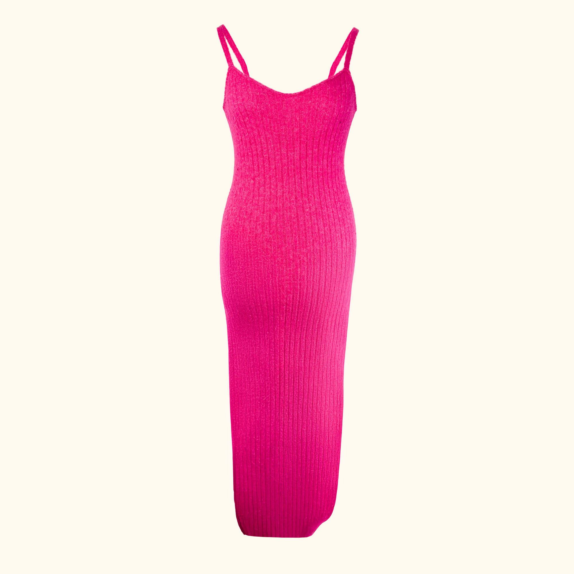 Zara Hot Pink Knitted Wool Blend Maxi Dress - Size Small