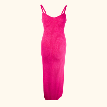 Zara Hot Pink Knitted Wool Blend Maxi Dress - Size Small