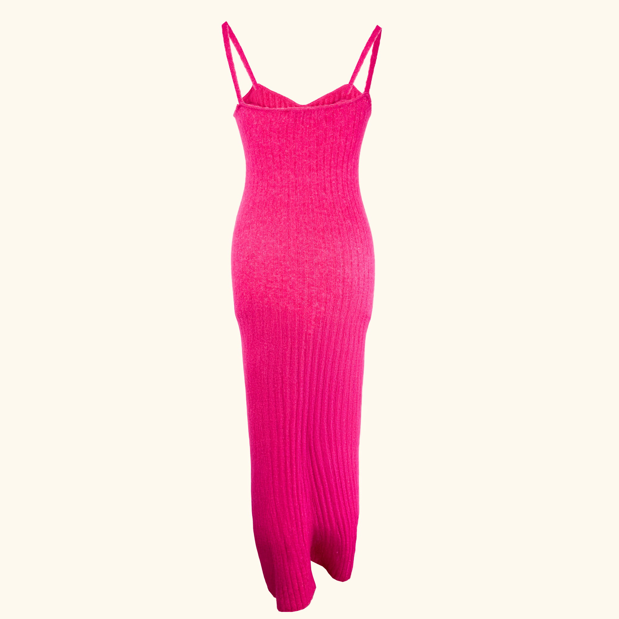 Zara Hot Pink Knitted Wool Blend Maxi Dress - Size Small