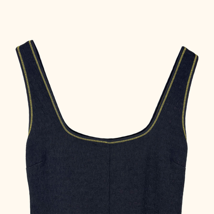 Ganni Black Contrast Stitch Maxi Dress - Size 10 Ganni