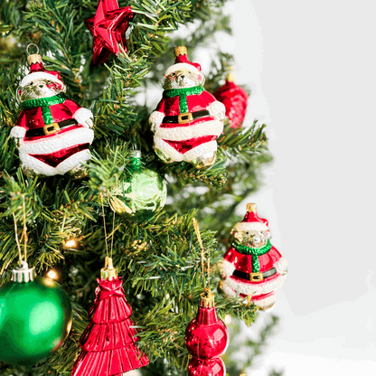 Green and Red Bear Christmas Baubles Mixed Set of 14 Sunshine Thrift