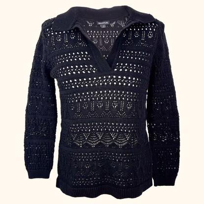 Whistles Black Crochet Top - Size Small Whistles