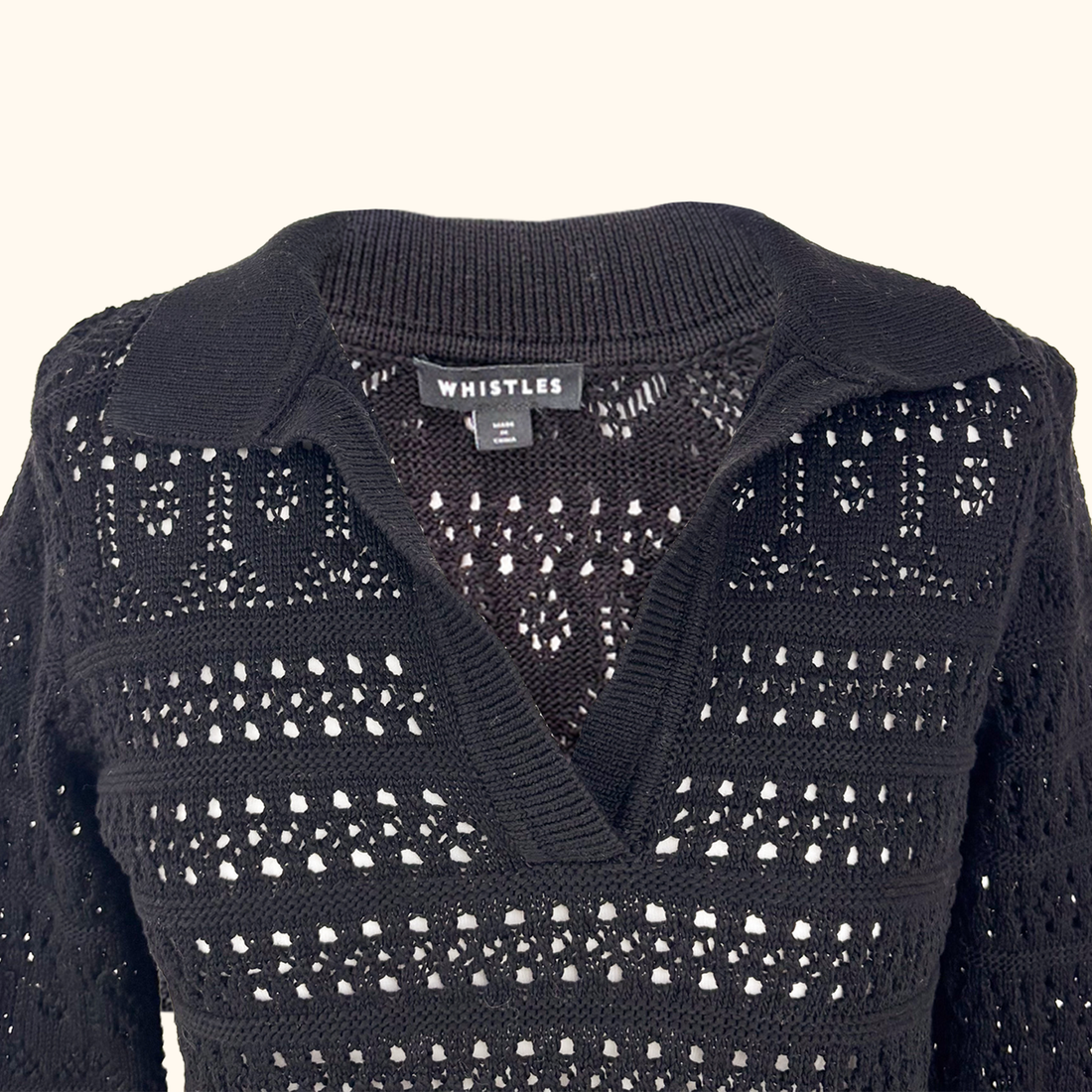 Whistles Black Crochet Top - Size Small