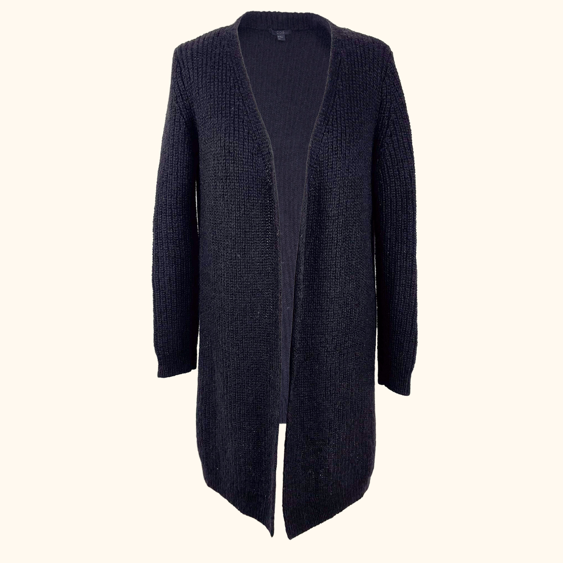 Cos Mohair Wool Blend Long Black Cardigan - Size XS