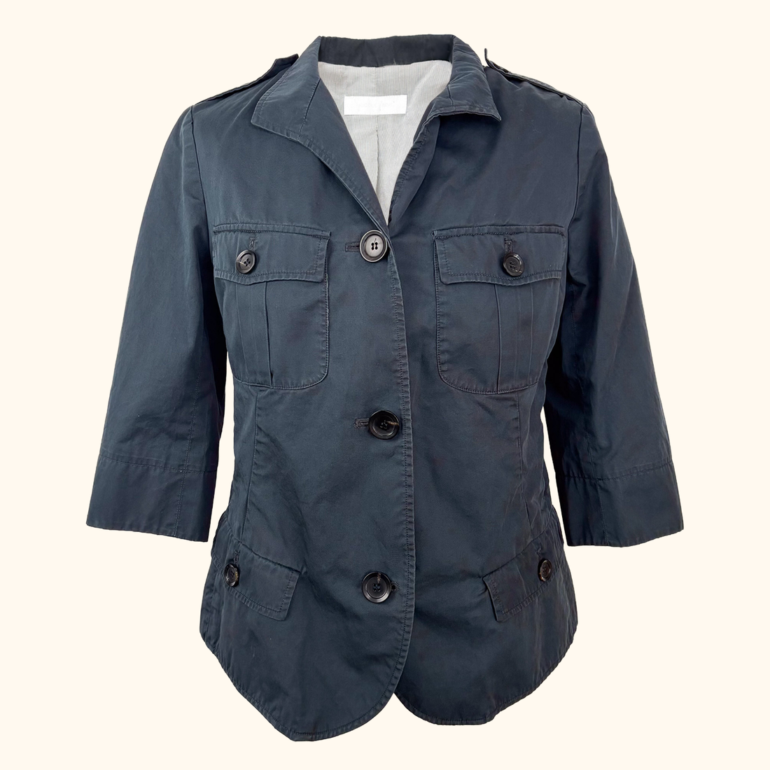 Nicole Fahri Navy Cotton Jacket - Size 12 Nicole Fahri