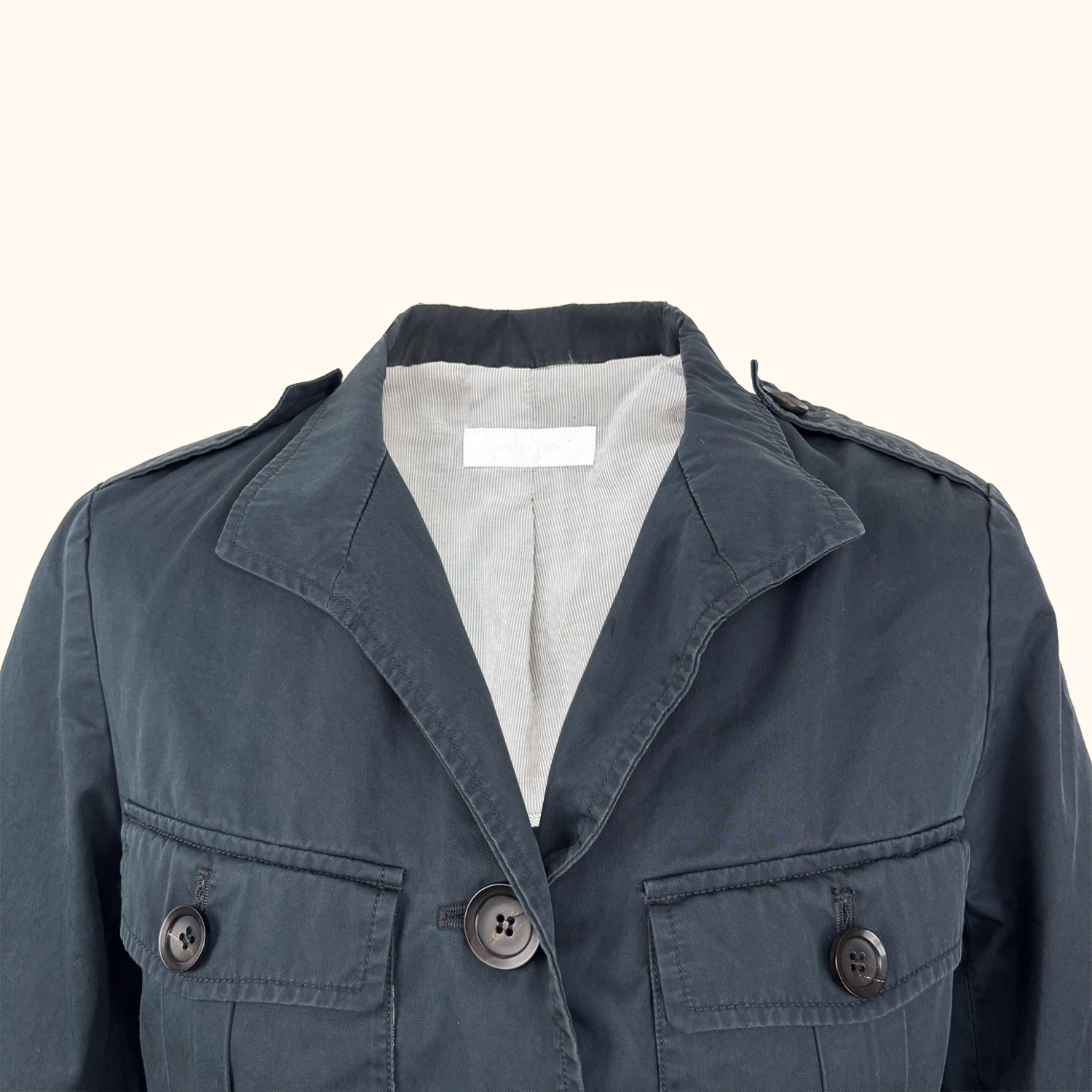 Nicole Fahri Navy Cotton Jacket - Size 12 Nicole Fahri
