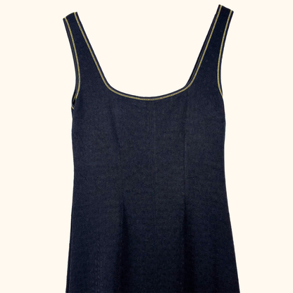 Ganni Black Contrast Stitch Maxi Dress - Size 10