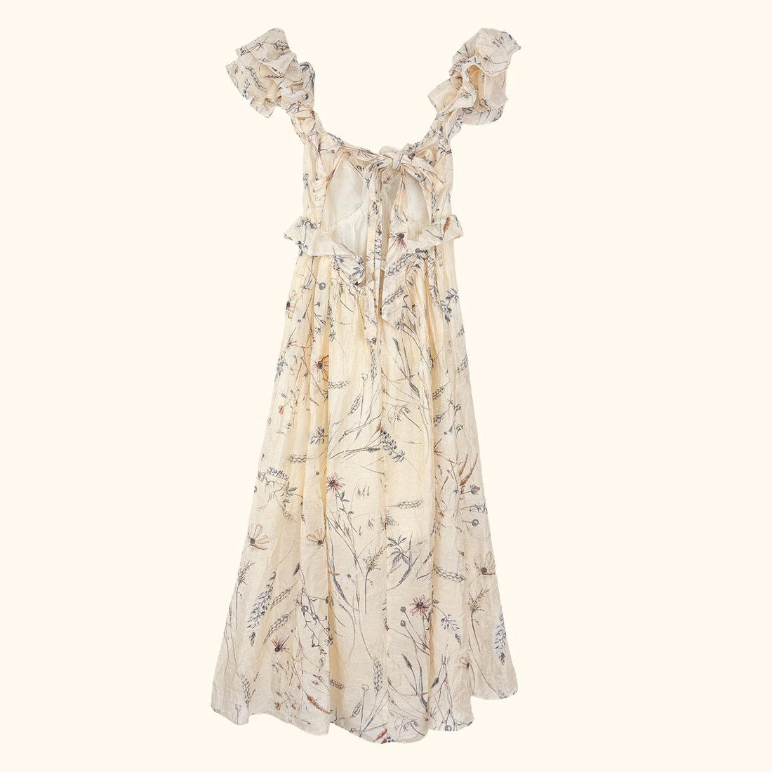 H&amp;M Cream Ruffle Backless Maxi Dress - Size Small H&amp;M