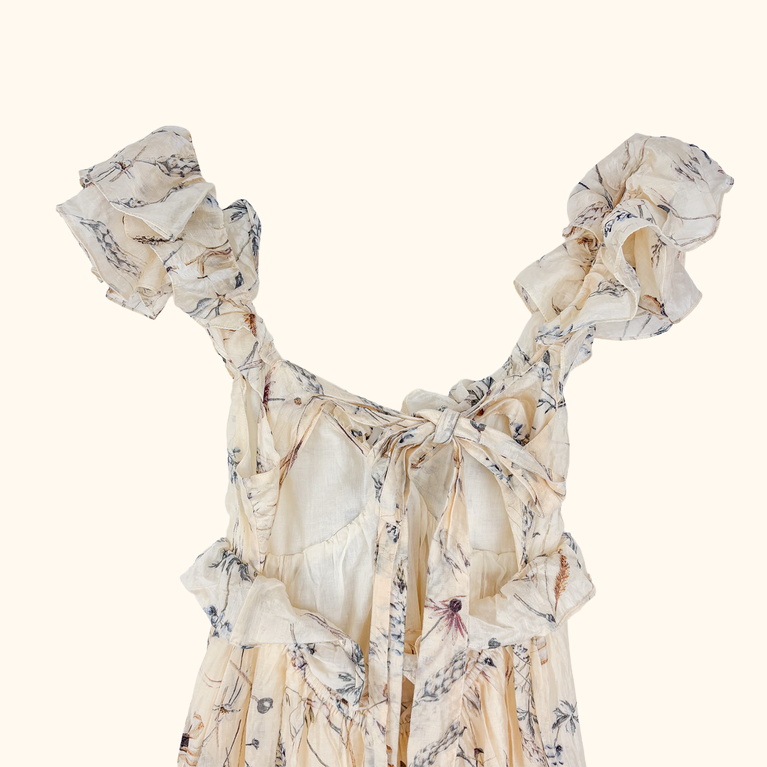 H&amp;M Cream Ruffle Backless Maxi Dress - Size Small H&amp;M