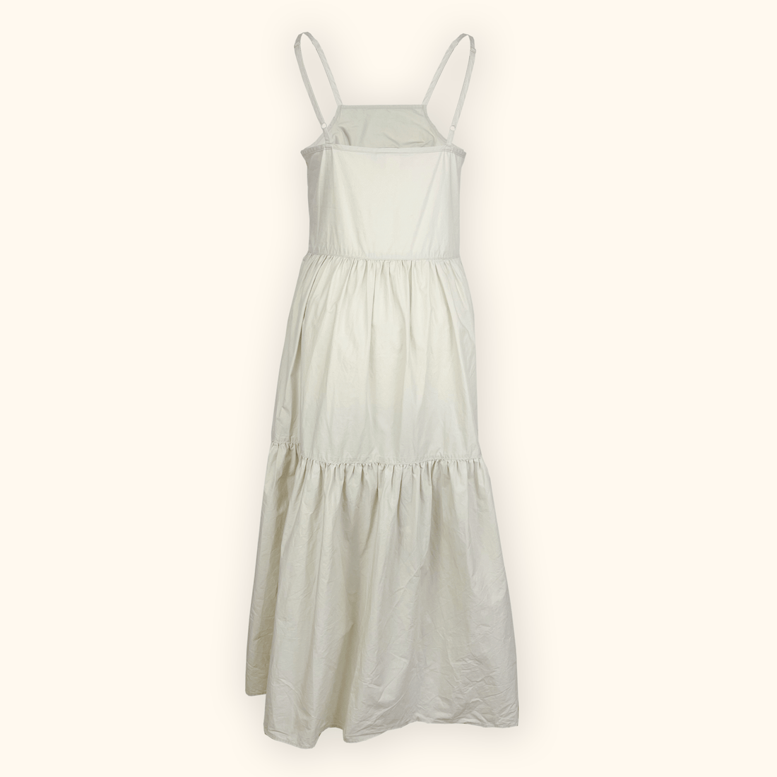Monki Cream Cotton Tiered Midi Dress - Size Small