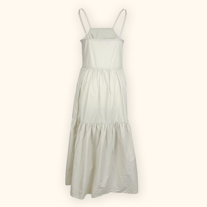 Monki Cream Cotton Tiered Midi Dress - Size Small