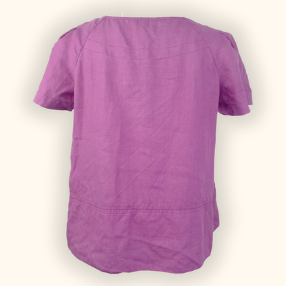 Hobbs 100% Linen Purple Short Sleeve Shirt - Size 12