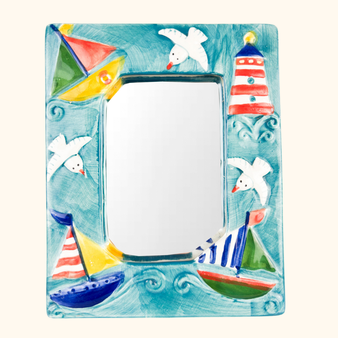Coastal Marine Ceramic Framed Mirror Sunshine Thrift