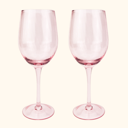Textured Pink Wine Glasses - Set of 2 Sunshine Thrift