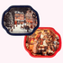 Vintage Hartin Christmas Snack Trays Red and Blue Set of 2 Hartin