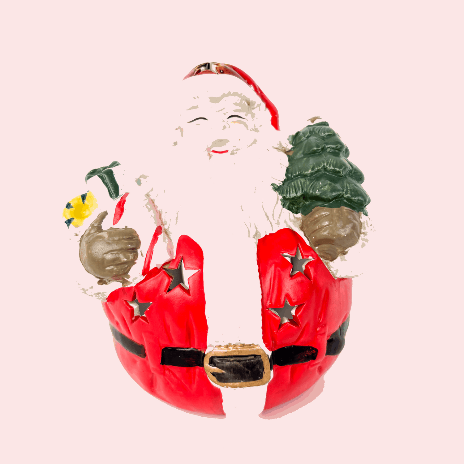 Vintage Father Christmas Ceramic Tea Light Candle Holder Sunshine Thrift