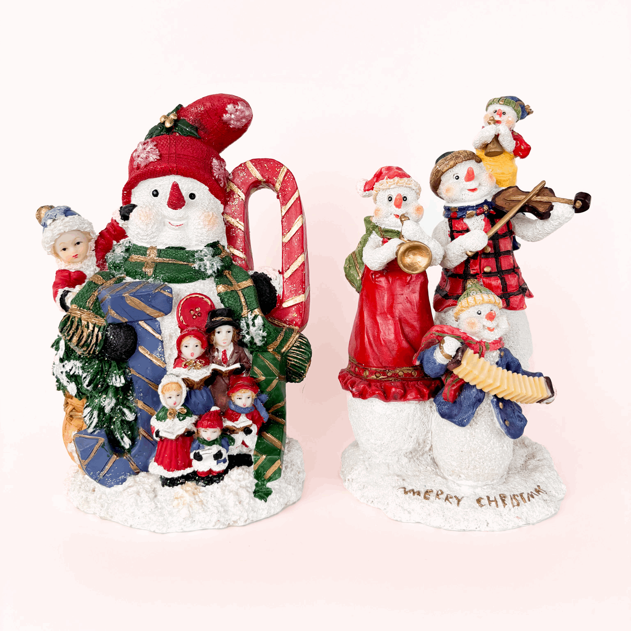 Resin Snowman Christmas Ornaments Set of 2 Sunshine Thrift