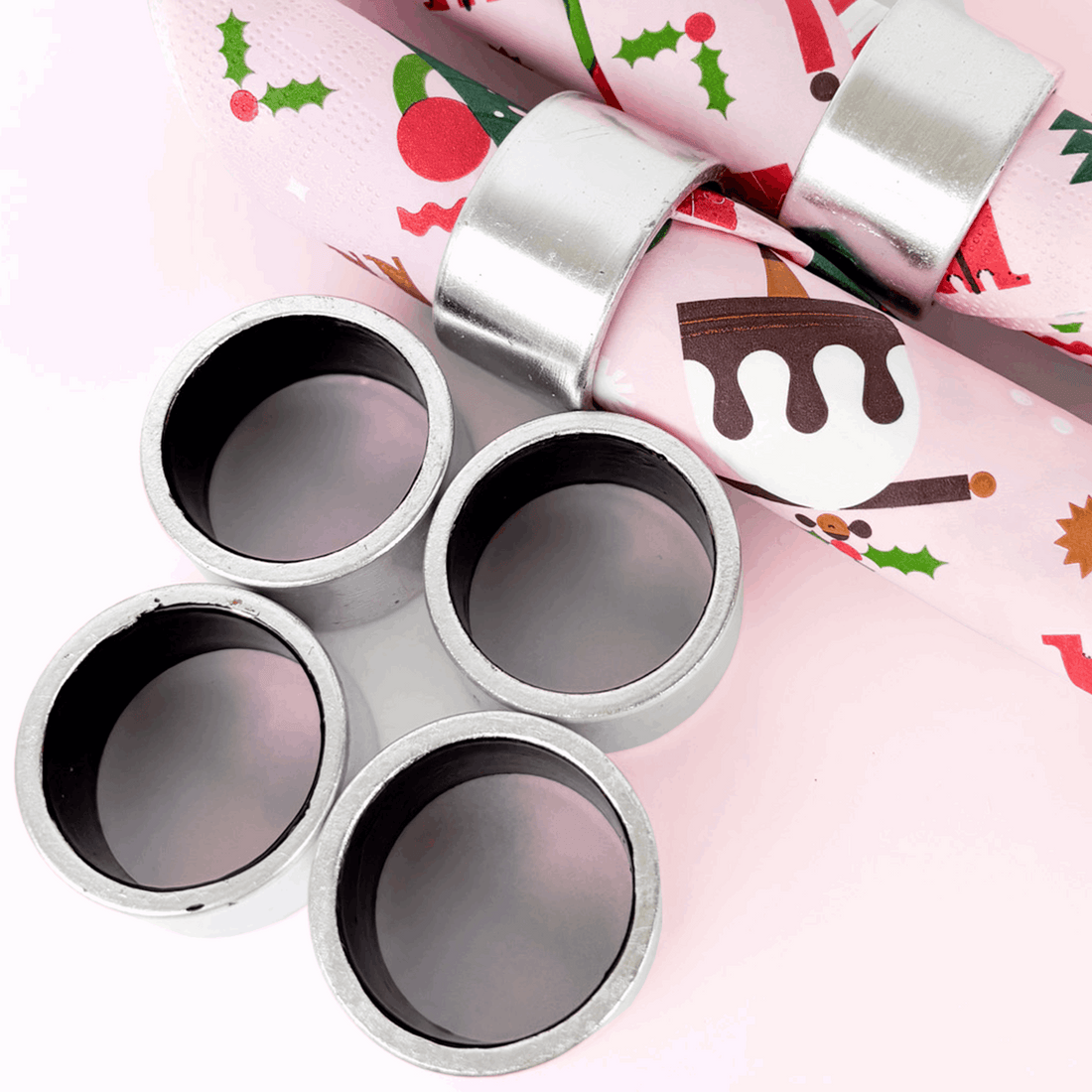 Chunky Grey Metallic Silver Napkin Rings Set of 8 Sunshine Thrift