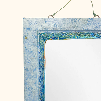 Stained Glass Wood Mirror Blue Fish Starfish Sunshine Thrift